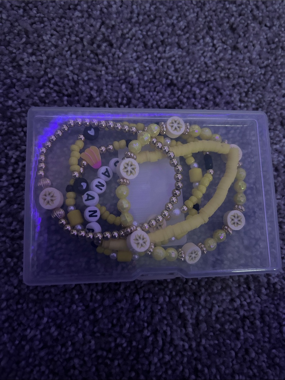 Handmade Yellow Beaded Bracelet Stack